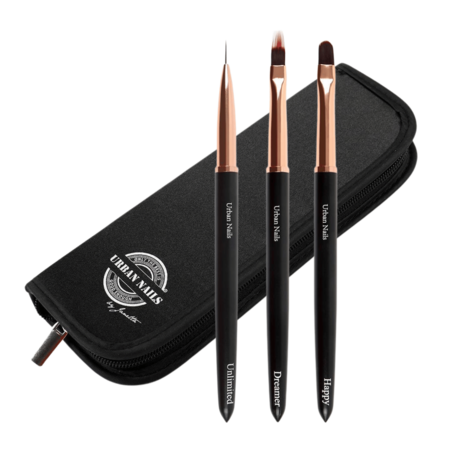 Rosegold penselen set in etui 3 stuks